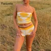 Women s Two Piece Pants Tawnie 2023 Summer Shorts 2 Set Women Backless Strapless Cropped Tube Top and Y2K Streetwear Rave Festival Outfits 230418