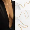 チョーカー汎用模倣真珠メタルネックレス人工ラインストーンロングアイデザイナーチェーンジュエリー