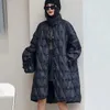 Preto longo jaqueta puffer feminina com cinto inverno moda ultra leve pato para baixo casaco feminino streetwear parkas de grandes dimensões