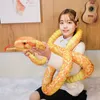 Plush Dolls 1pc 200cm 300cm Giant Snakes Toy Simulation Long Golden Python Stuffed Snake ie Children Boys Gift Home Decoration 230418