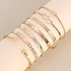 7pcs/set Trendy Geometric Heart Bracelet Set For Women Rhinestones Gold Color Love Heart Open Cuff Bangle Girls Jewelry