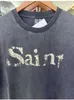 Tshirts masculinos saint michael masculina camiseta lavada angustiante angústia vintage hip hop casual grande tamanho de manga curta camisetas
