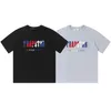 23FWトラップスターハイストリートトラックスーツサマーメンズTシャツ半袖衣装トラックスーツブラックコットンストリートスズ