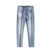 Jeans pour hommes printemps été mince coupe ajustée marque européenne américaine haut de gamme petit pantalon droit Double F Q9550-3