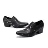 Zapatos de cuero a la moda para hombre, zapatos de traje de vestir de negocios de tacón alto, zapatos de hombre de marca Bullock, zapatos de boda con cordones negros de cuero genuino para hombre