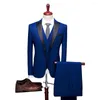 Herrenanzüge Hochzeit Herren Blazer Hosen Weste Set Ehe Bräutigam Kleid Anzug Theater Plus Größe Slim Fit Herren 3 Stück 6 Farben