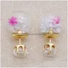 Encanto Bola de cristal Joyería rota Diamantes Pendientes de flores secas Natural Secado Romántico Elegante Dulce Belleza Ual Chica Entrega de gota Dh9Ms