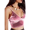 Womens Tanks Womens Top Sexy Spaghetti Strap Cropped Vest Suede Summer Fashion Deep V Bralette Camis Female Sports Camisole