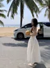 Casual Dresses 2023 Sexy White Strapless Bandeau Maxi Dress Women's Summer High-end A-line Long