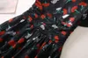 Summer Black Floral Print Ruched Sukienka z krótkim rękawem okrągła szyja Klasyczne sukienki Casual A3A101459