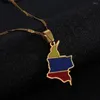 Anhänger Halsketten Trendy Emaille Kolumbien Karte Halskette Damen Herren Schmuck Kolumbianische Flagge