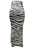 Faldas Beyprern Chic Animal Print Twist Front High Slit para mujeres Verano Cintura Vendaje Night Club Outfit Clubwear 230418