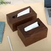 Tissue Boxes Walnut Wood European Vintage Simplicity Dinner Table Napkin Holder Desktop Paper Storage Box Home Decoration Modern