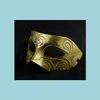 Maschere per feste Antico Romano Greco Combattente Maschera da uomo Veneziano Mardi Gras Masquerade Costume di Halloween Mezza faccia Uomo Oro Sier Drop Deli Dh6As