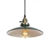 Pendant Lamps 60W Retro Loft Style Edison Vintage Industrial Light Lamp With White Metal Plate Shade Luminarias