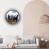 Horloges murales chevaux sur la prairie peinture à l'huile horloge lumineuse acrylique remise montre Design moderne salon rétro graphiques