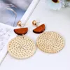 Dangle Earrings 2023 Fashion Geometric Round Wooden Straw Weave Vine Rattan Knit For Women Boho Handmade Drop Earring Gifts