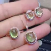 أقراط القلادة مجموعة الذهب الوردي اللون البيضاوي CZ CZ Crystal Green Green Grapestone Opal and Jewelry for Women Girls Drop