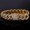 Fußkettchen 20MM Punk Iced Out Chunky Cuban Gliederkette für Frauen Bling Strasssteine Dickes Knöchelarmband Hip Hop Fußschmuck