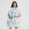 New avocado printed pullover for home wear lazy TV blanket flannel couple pajamas winter