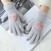 Pięć palców rękawiczki mody dzieci zima ciepły solidny kolor pluszowy miłość gęsta może dotknąć ekranu1