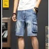 Men's Shorts Men's Denim Shorts Cargo Multi-Pocket Five-Point Jeans Shorts Fat Large Size Denim Shorts Summer Casual Loose Men Clothing 230419