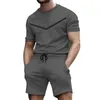 Nya mäns shorts spårar sommar korta uppsättningar brev tryck t-shirt tröjor kostymer man casual joggers fitness 2 bitar set m-3xl