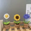 Decoratieve bloemen Zelfgemaakte haakbloem Bonsai Hand geweven onsterfelijke potplantenbalkon Home Desktop Decor PO Props