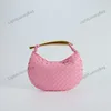 Pink Evening Handbag Elegance Shark Woven Bag High Capacity Silver Handhållna Dumpling Väskor Solid Metal Casual Handheld Women's Purse 230419