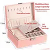 Jewelry Boxes Large Capacity Box Pu Leather Travel Organizer Holder Mtifunction Necklace Earring Ring Storage Case Packaging For Wom Dhja9