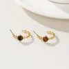 Orecchini a cerchio YACHAN 14K placcato oro in acciaio inossidabile per le donne Ambra pietra naturale cristallo orecchino irregolare regalo gioielli alla moda