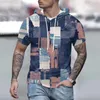 Heren t shirts zomers mode heren kraag kraag korte mouw tee pullover vintage casual etnische kleurblok camisas