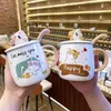 Tasses Dessin Animé En Trois Dimensions Mignon Tasse Dortoir Étudiant Avec Couvercle Cuillère Tasse À Boire En Céramique Garçons Et Filles Design Sense Café