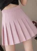 Rokken jmprs zomer dames geplooide rok hoge taille chic a line dames roze mini rok jk knop sexy preppy stijl meisjes dance rok 230419