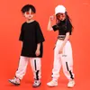 Bühnenkleidung Mädchen Jungen Ballsaal Hip Hop Tanzkleidung für Kinder Lässiges T-Shirt Crop Tops Jogger Hosen Performance Shows Jazztanzkostüme