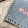 miui jeans kvinnors designer byxa ben öppna gaffel tät capris denim byxor tillsätt fleece tjockare varma baggy byxor märke kvinnor kläder broderi