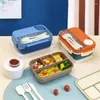 Dijkartikelen sets vier grid plastic lunchbox student volwassen lunchbox Japanse verzegelde magnetron oven verwarming