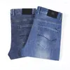 Jeans masculinos 2023 Alto tecido de algodão Comfortar calça de negócios Casual Brand calça clássico estilo masculino alongamento de perna reta