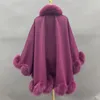 Cape Poncho en fausse fourrure JANEFUR et cachemire pour femme, manteau d'hiver élégant de luxe en laine douce, à la mode, 2023, 231118