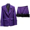 Werkjurken paarse blazer sets voor vrouwen