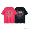 Designer de moda roupas tshirt luxo mens casual tees tendência marca sp5der 555555 aranha web rosa impressão de alta qualidade algodão manga curta2024