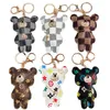 2023Popular Bear Design Car Key Rings Flower Bag Pendant Charm Keyring Holder PU Leather Animal lvi KeyChains good