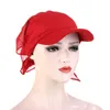 2PC Fasce Donna Berretto a tesa Visiera parasole con berretti turbante pre-legati Sciarpa testa Hijab Soild Colore Spiaggia musulmana Moda femminile Cappello da esterno Y23