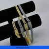 Hip Hop -halsband för herrguldkedja Iced Out Cuban Chains 8mm Diamond Inlaid Single Row 3 Diamond Men's and Women's Hiphop Armband