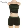 Women s Two Piece Pants Tawnie 2023 Summer Shorts 2 Set Women Backless Strapless Cropped Tube Top and Y2K Streetwear Rave Festival Outfits 230418