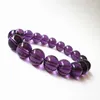 Bracelets en améthystes naturelles de forme ronde, brin de 10mm, perles de cristal extensibles, bijoux pour femmes, pierre de Quartz violet