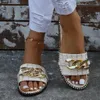 Slippers Women's Slippers Summer Fashion Flat Sandals European Plus Size Women's Metal Chain Beach Flip Flops plus size 43 230419