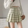 スカート夏の格子縞のスカートショートウィメンミニ韓国スカートスクール女性ラインチェッカーハイウエストスカート女性230419