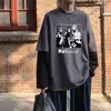 Herr t shirts streetwear tokyo revengers anime kläder skjorta män/kvinnor harajuku falska två stycken lång ärm unisex toppar hip hop t-shirts