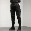 Pantalons pour hommes Kaki Cargo pantalon hommes cordon cheville longueur 9 partie pantalon Streetwear mode coton pantalon hommes décontracté travail pantalon militaire 231118